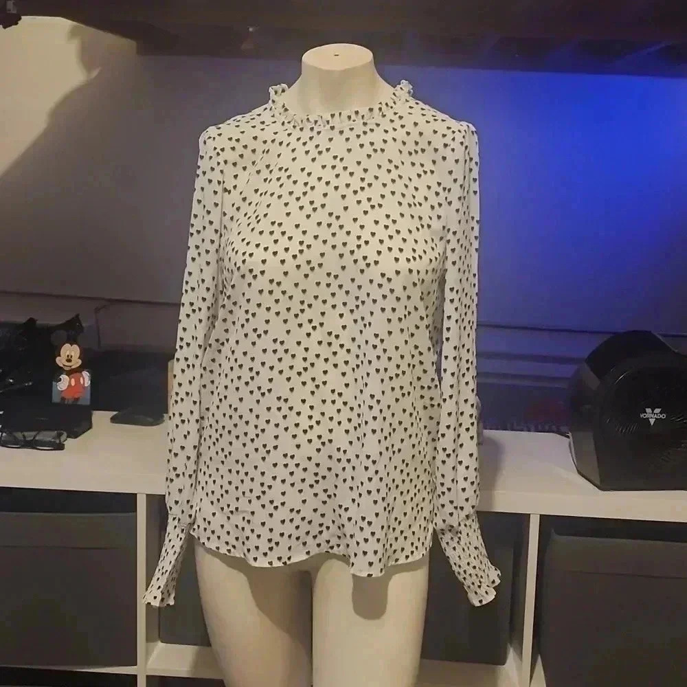 Rachel Zoe Classic Black Heart Button Down